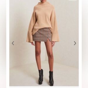 A.L.C Louise Oversized Sweater Ribbed Mock Neck in Camel